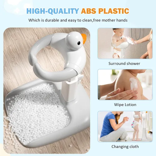 Miniatura 3 de Soporte de ducha de bebé de altura ajustable con base antideslizante, soporte de pie para ducha de baño, ayudante de baño portátil