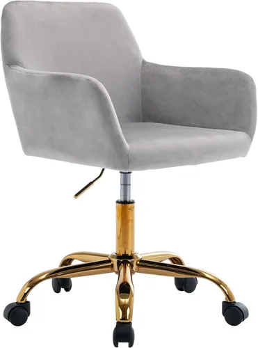Miniatura 15 de KCC Silla de Tocador de Maquillaje de Tela de Pana, Sillón Giratorio Esponjoso Moderno con Ruedas, Tapizada Mullida de Altura Ajustable para Niñas