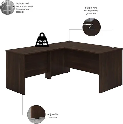 Miniatura 4 de Bush Business Furniture Studio C 60 W x 24 D - Escritorio de credenza en nogal moderno, mesa de computadora para el hogar o la oficina profesional