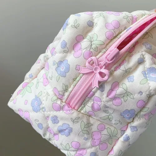 Miniatura 5 de SINOKAME Coquette - Bolsa de maquillaje para mujer, bolsa de cosméticos hecha a mano, de algodón, reutilizable, bolsa organizadora de artículos