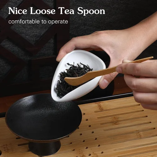 Miniatura 3 de Luxshiny Plato de té de cerámica con aguja de 3.93 x 2.95 x 1.18 pulgadas, soporte suelto para hojas de té y plato de exhibición de frijoles