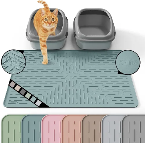 Miniatura 16 de OHMO Alfombrilla Grande para Arena de Gatos Alfombrilla de Captura Premium Goma de Silicona 31.5 x 23.6 pulgadas Gris Ceniza, Alfombrilla para Caja