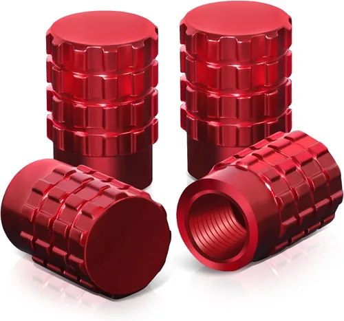 Miniatura 8 de Auto Dynasty Tapones hexagonales de válvula de neumático de aleación de latón recubierto y pulido de aluminio negro cromado (paquete de 4)