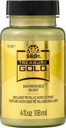 FolkArt Treasure Brilliant - Pintura metálica, 4 onzas, oro verde Verde dorado
