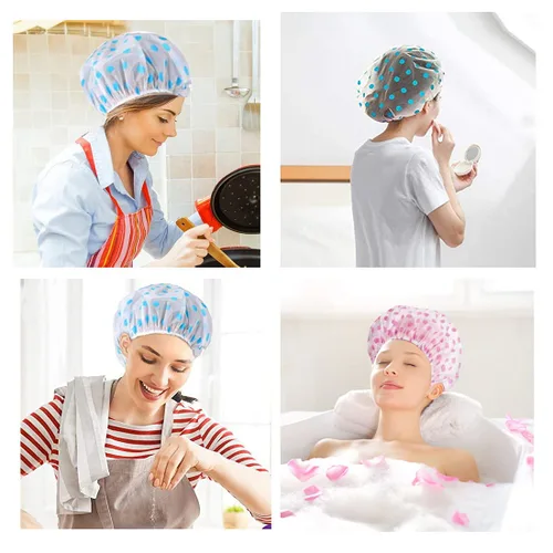 Miniatura 6 de Gorro de ducha, 3 unidades, impermeable, reutilizable, gorro de baño para mujeres, hombres y niños