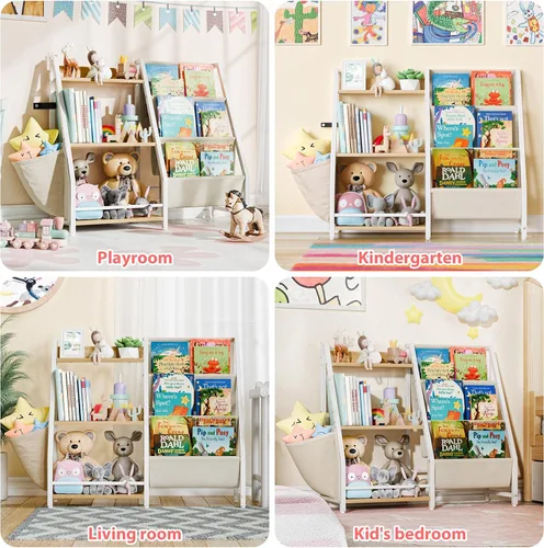 Miniatura 6 de LATIBELL Estantería infantil de 3 niveles y almacenamiento de juguetes, estantería Montessori para bebés, organizador de almacenamiento de juguetes