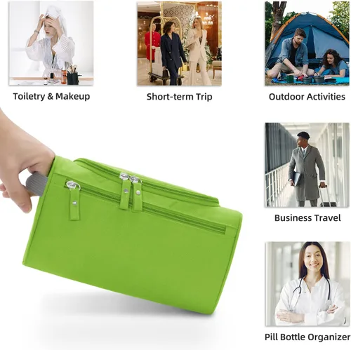 Miniatura 3 de Neceser de gran capacidad para mujeres y hombres, bolsa de aseo de capacidad media, Verde, M, Neceser para hombre