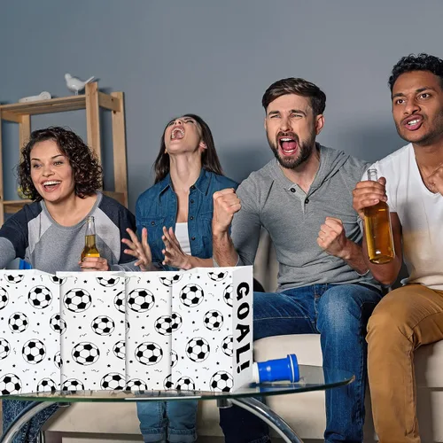 Miniatura 5 de Gersoniel Paquete de 30 bolsas de recuerdos de fiesta de fútbol, color blanco y negro, bolsas para golosinas de equipo, bolsas de golosinas