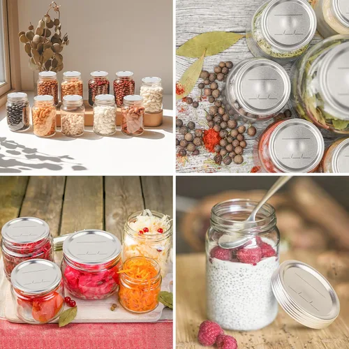 Miniatura 6 de 100 piezas de tapas de enlatado de boca regular, tapas de albañil de 2.76 pulgadas de boca regular, tarro de bola con tapas con sello hermético a