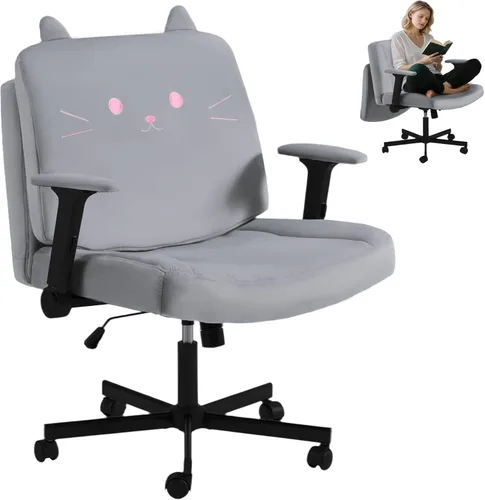 Miniatura 9 de HOMREST Silla cruzada con brazos y ruedas, silla de oficina de patas cruzadas de tamaño grande con asiento extra ancho y cojín de respaldo flexible