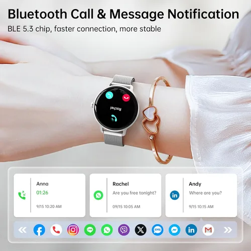 Miniatura 2 de Reloj inteligente para mujer, pantalla AMOLED de 1.27 pulgadas con respuesta/llamada para iPhone/Android/Samsung, rastreador de actividad física