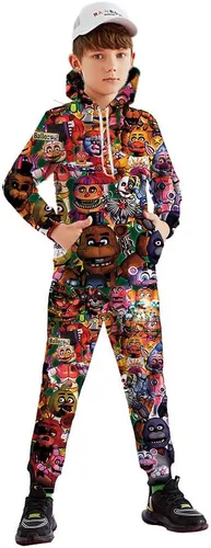 Miniatura 5 de Conjunto de sudadera con capucha para niños con estampado 3D para niños, sudadera sin botones, traje deportivo unisex