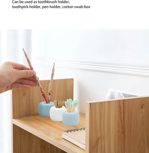 Miniatura 3 de Paquete de 4 mini soportes de cerámica para cepillos de dientes individuales mínimos para baño