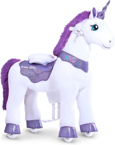 PonyCycle Unicorn para montar con freno, juguete interactivo modelo esencial E, juguetes de unicornio para niñas (76 cm de altura/tamaño 3 para edad