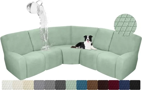 Miniatura 25 de ALIECOM Funda para Consola Central de Sillón Reclinable, Funda Elástica para Sofá Seccional Reclinable en Forma de L, Funda de Esquinas para Sofá