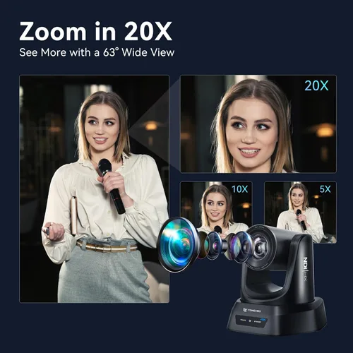Miniatura 5 de TONGVEO 4K NDI Cámara PTZ con seguimiento automático AI 20X Zoom óptico HDMI Transmisión en vivo IP SDI USB3.0 PoE LAN Soporta para adoración