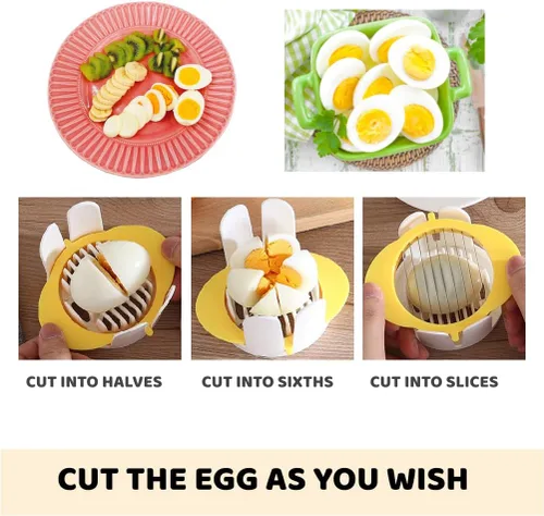 Miniatura 5 de Cortador de Huevos Jawbush 3 en 1 con Cuchillas de Metal para Huevos Duros y Frutas Blandas, Cortador de Huevos Duros de Acero Inoxidable, Cortador