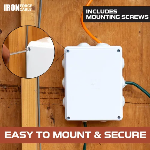 Miniatura 3 de Iron Forge Cable Caja eléctrica para exteriores, 8 "x 6.2"x 3.2" pulgadas caja de conexiones blanca con accesorios, caja impermeable perforable