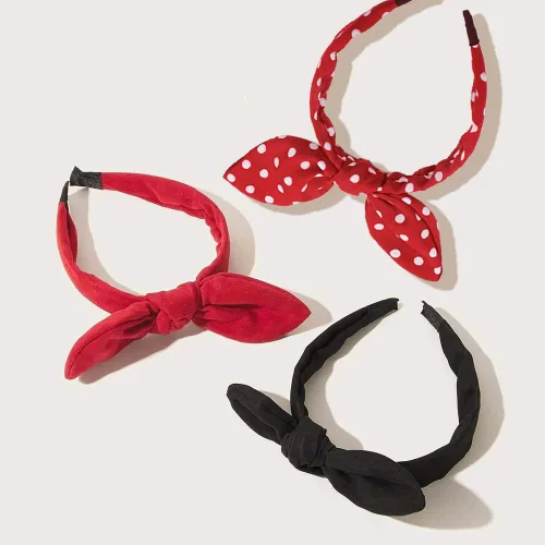 Miniatura 6 de Huachi Diademas de lazo para niñas y mujeres, para Halloween, color negro, lindo turbante anudado con orejas de conejo, accesorios para el cabello