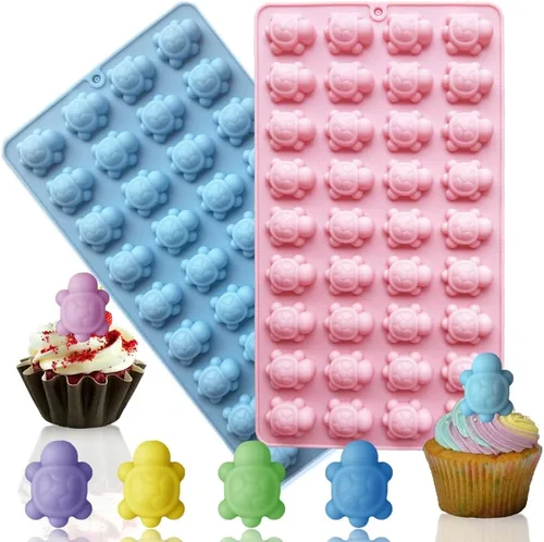 Miniatura 10 de Paquete de 2 moldes de chocolate con 6 cavidades de silicona de tortuga para pasteles, gomitas, gelatina, cubitos de hielo, decoración de pasteles