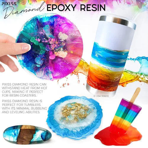 Miniatura 7 de Pixiss Kit de resina epoxi de 2 galones, resina de arte transparente y endurecedor con guantes, esparcidor, varillas de mezcla de silicona