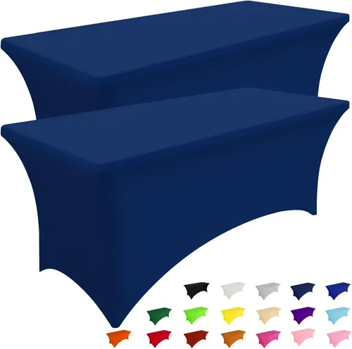 Miniatura 12 de Smiry Paquete de 2 manteles de elastano de 6 pies, fundas de mesa elásticas ajustables extensibles, lavables y sin arrugas, rectangulares para mesa