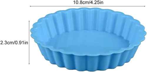 Miniatura 2 de Paquete de 8 moldes de silicona para tartas y tartas, moldes redondos de 4.2 pulgadas, moldes pequeños estriados para tartas, mini moldes