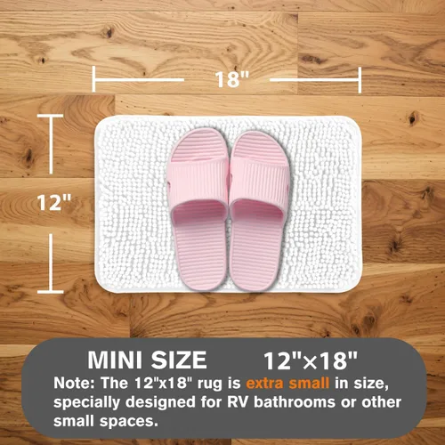 Miniatura 356 de Alfombra de baño pequeña de 12 x 18 pulgadas, lavable y absorbente, antideslizante, alfombra de baño de felpilla gruesa y suave para baño, ducha