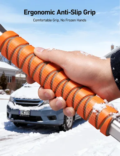 Miniatura 7 de AstroAI Raspadores de hielo de 47.2" para parabrisas de automóvil, cepillo de nieve resistente 3 en 1 con escobilla de goma, 10 configuraciones