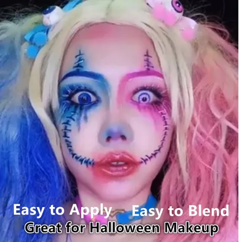 Miniatura 7 de Go Ho Pintura facial azul real, lavable, a base de agua, pintura corporal azul crema, maquillaje para Halloween, cosplay, SFX, pitufo, mística