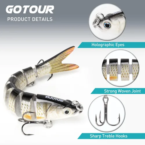 Miniatura 3 de GOTOUR Fishing Lures for Freshwater or Saltwater, Easy to Use for Family Fishing Beginner and Pros, Most Lifelike Jointed Swimbait，Slow Sinking Bass