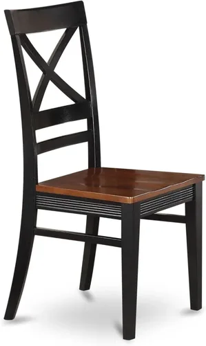 East West Furniture QUC-BLK-W Quincy - Sillas de comedor de cocina, sillas de asiento de madera con respaldo cruzado, juego de 2, color negro y