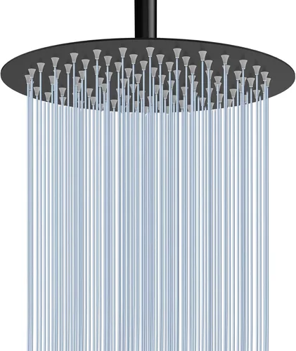 Miniatura 19 de Voolan Cabezal de ducha de lluvia, cabezal de ducha grande de alto flujo hecho de acero inoxidable de metal, cubierta de cuerpo de cascada, soporte