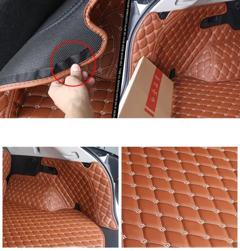 Miniatura 3 de Tapete de suelo personalizado para maletero de mascotas y perros, para Cadillac XT6, 8 piezas en total (6 asientos, negro)