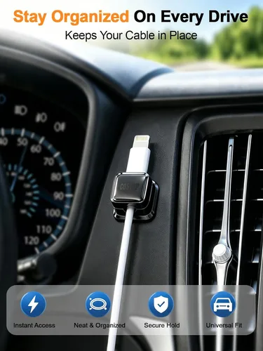Miniatura 3 de Paquete de 8 Organizadores de Cables con Soporte, Costop Fuerte Adhesivo Magnético para Gestión de Cables de Escritorio, Fácil de Abrir, Organiza