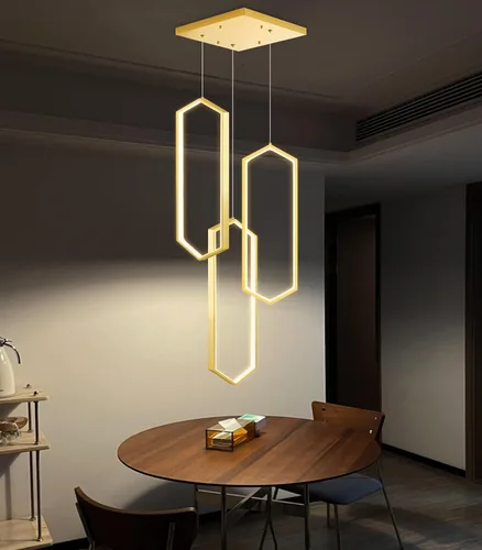 Miniatura 15 de Lámpara colgante regulable de 3 anillos para ajustar mini lámpara LED de techo para cocina, isla, comedor, sala de estar, dormitorio, dorado