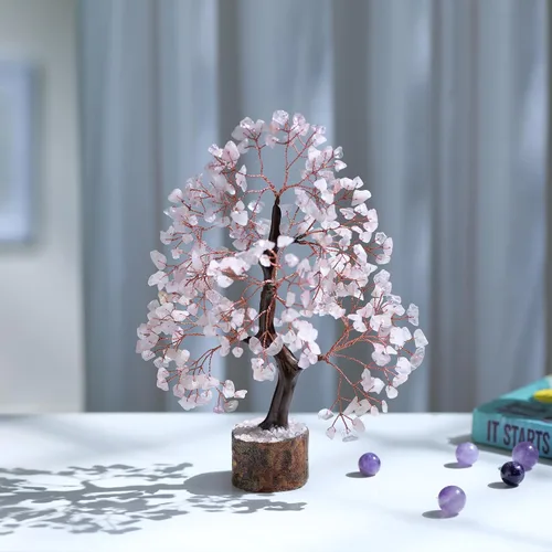 Miniatura 3 de PYOR Árbol de Gemas de Cuarzo Rosa, Árbol de Cristales, Decoración de Reiki, Regalos de Cristal para Mujeres, Cristales de Cuarzo Rosa, Feng Shui