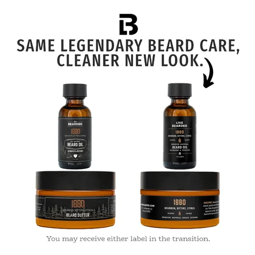 Miniatura 2 de Live Bearded Kit de aseo de aceite y mantequilla para barba, fabricado en los Estados Unidos, ingredientes totalmente naturales con karité, argán