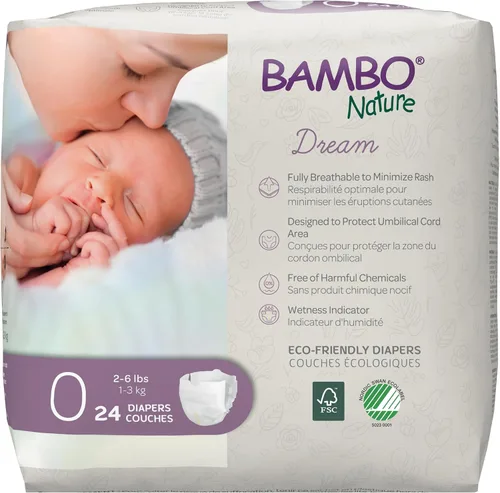 Bambo Nature Pañales hipoalergénicos Dream Baby, pañales sostenibles con etiqueta ecológica de primera calidad, protección mejorada contra fugas,