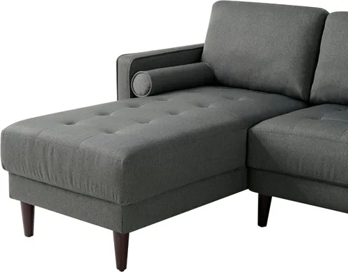 Miniatura 7 de Studio Living® Lexington Sofá Chaise de 83.1 pulgadas, moderno de mediados de siglo, comodidad de resortes ensacados, chaise reversible, fácil Gris