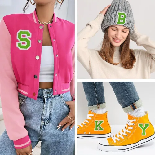 Miniatura 7 de 26 parches de letras termo-adhesivas para ropa, mochilas, sombreros (A-Z, verde)