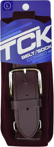 Miniatura 2 de TCK Combo de calcetines y cinturón de béisbol o sóftbol, tallas para jóvenes y adultos para niños y niñas, hombres y mujeres Granate