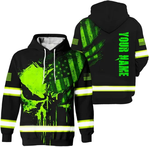 Miniatura 38 de Maddly Colección de ropa de trabajo de alta visibilidad con bandera de EE. UU. personalizada con nombre para trabajadores, corredores, camioneros