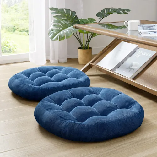 Miniatura 125 de Juego de 2 almohadas de suelo de meditación, almohadas cuadradas grandes para adultos, cojín de pana copetuda para sala de estar de tatami, gris, 22
