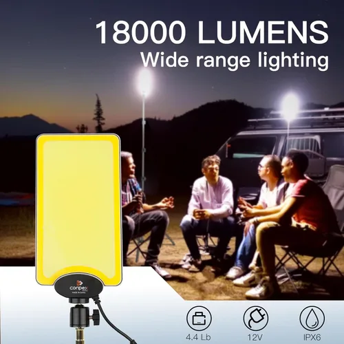 Miniatura 2 de CONPEX Luces LED telescópicas para acampar de 18000 lúmenes, trípode, control remoto, luz telescópica al aire libre con soporte