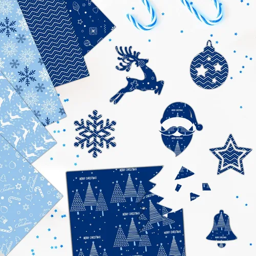 Miniatura 4 de MIAHART Juego de 30 hojas de papel con patrón de Feliz Navidad, tamaño A4, 10 diseños, papel decorativo de doble cara para hacer tarjetas, álbumes
