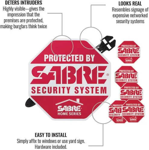 Miniatura 2 de SABRE Letrero de patio y calcomanías de seguridad, advierte a los intrusos que la propiedad está asegurada con una alarma, color rojo intenso