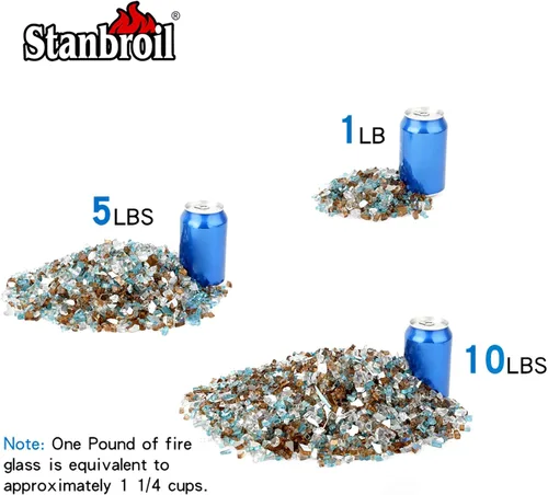 Miniatura 3 de Stanbroil - Vidrio ignífugo mezclado de 10 libras – Cristal de fuego templado reflectante de 1/4 pulgadas mezclado azul aguamarina, platino, cobre