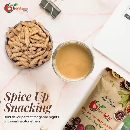 Miniatura 7 de NY Spice Shop Palitos de sésamo cajún – Mezcla de aperitivos tostados de sésamo cajún picante de 1 libra – Bocados crujientes de sabor picante
