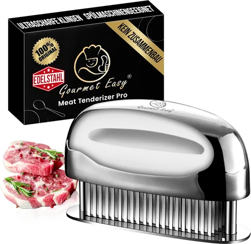 Herramienta ablandadora de carne con cuchillas de punta ultra afiladas 100% de acero inoxidable - Utensilios de cocina resistentes - Herramienta de